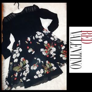 New! RED Valentino Sheer Floral Rushed Dress!